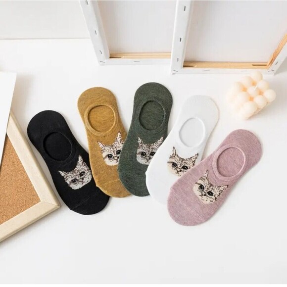Kitty cat no show ankle sock bundle 5 pk - Picture 5 of 6